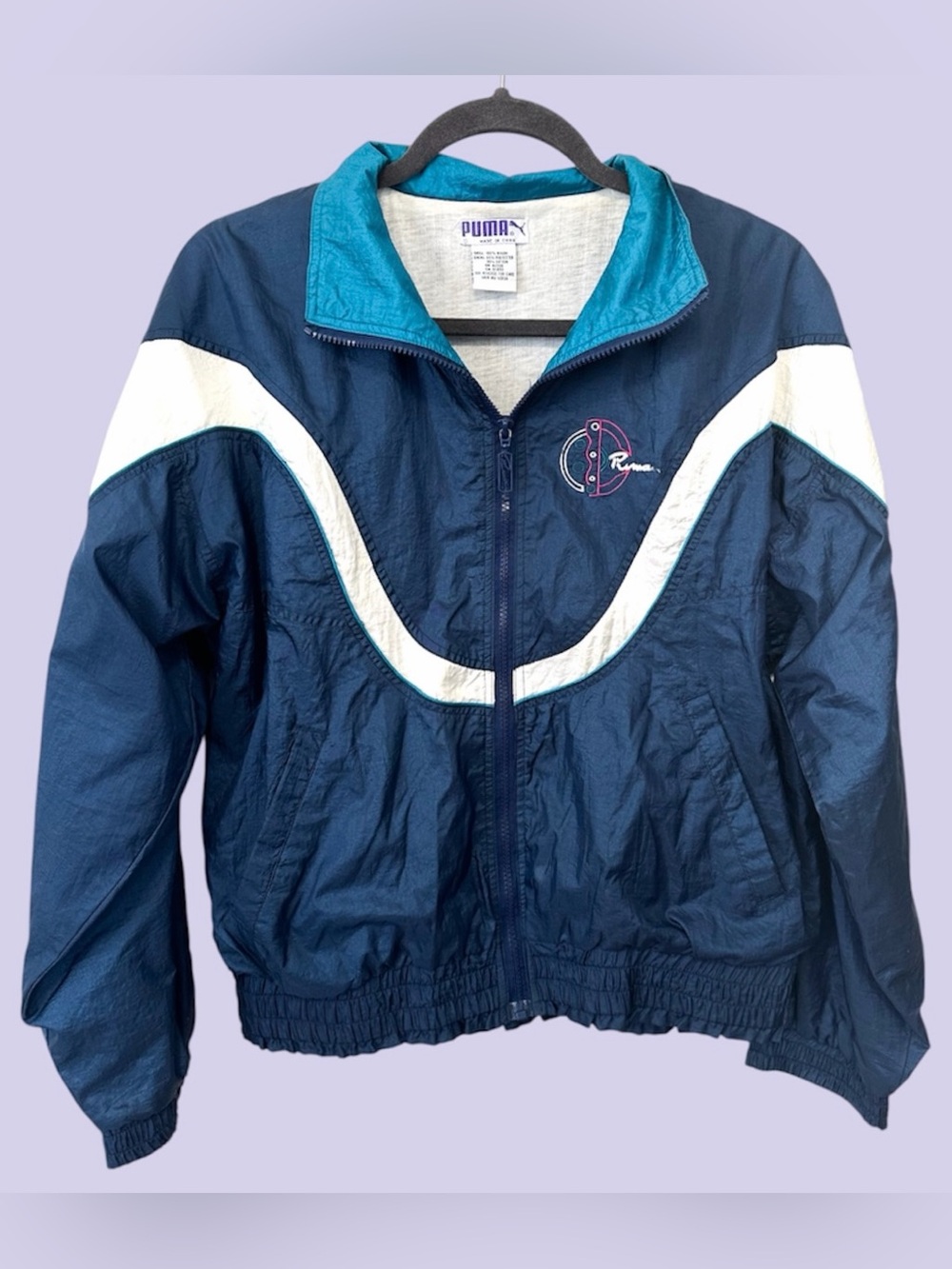 90s vintage Puma Wave Navy & White Windbreaker Jacket